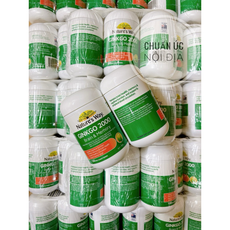 [mẫu mới 2026] Bổ Não Ginkgo Biloba Nature's Way tăng cường trí nhớ Úc 120 viên