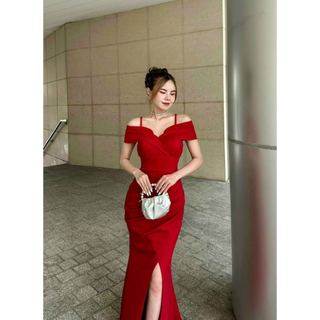 Đầm dạ hội nẹp vai 2 dây