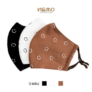 KHẨU TRANG VẢI OXFORD ICON MẶT CƯỜI CAO CẤP THỜI TRANG, LỌC BỤI KHUẨN, CHỐNG NẮNG - NEMO KETY