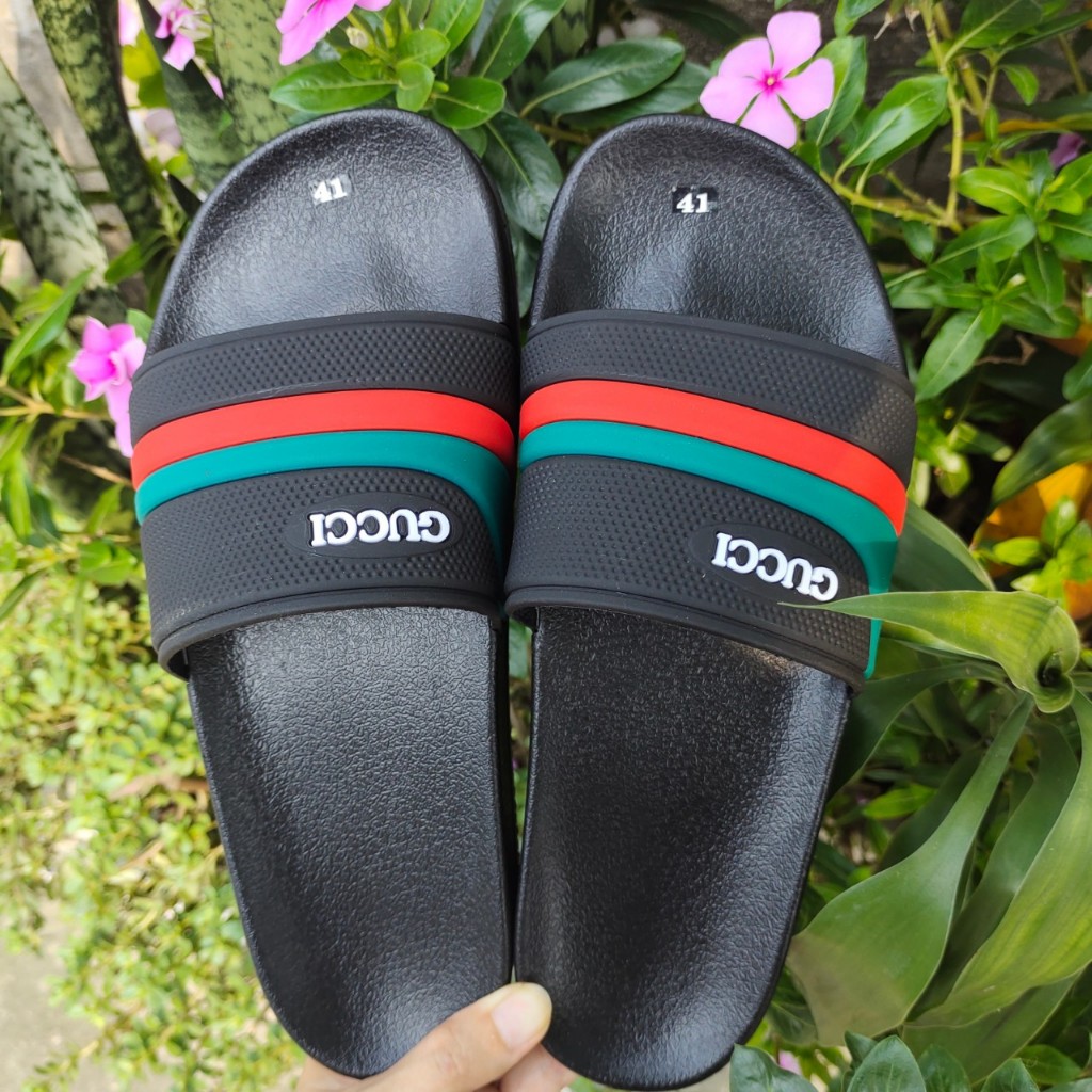 Dép Nam Nữ DG Dolce Đế Cao Su Non Êm Chân, Dép quai ngang in vân nổi logo chữ DG