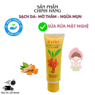 Sửa Rửa Mặt E 100 Nghệ Hỗ Trợ Sạch Mụn Sáng Da Mờ Thâm Tuýp 100gram