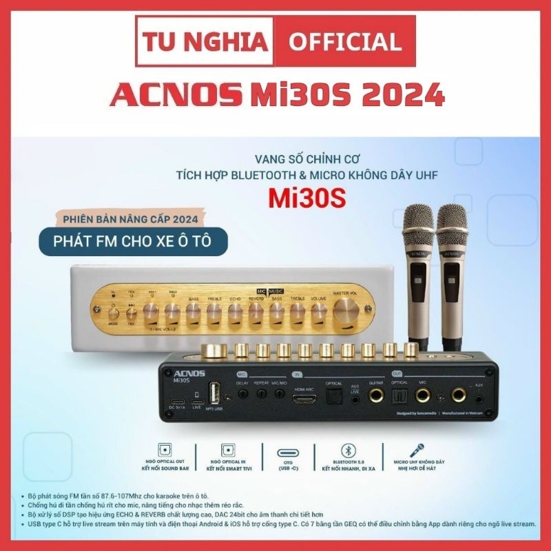 Mi30S ver2024 | VANG SỐ CHỈNH CƠ TÍCH HỢP BLUETOOTH & MICR0 KHÔNG DÂY UHF | NEW 100%