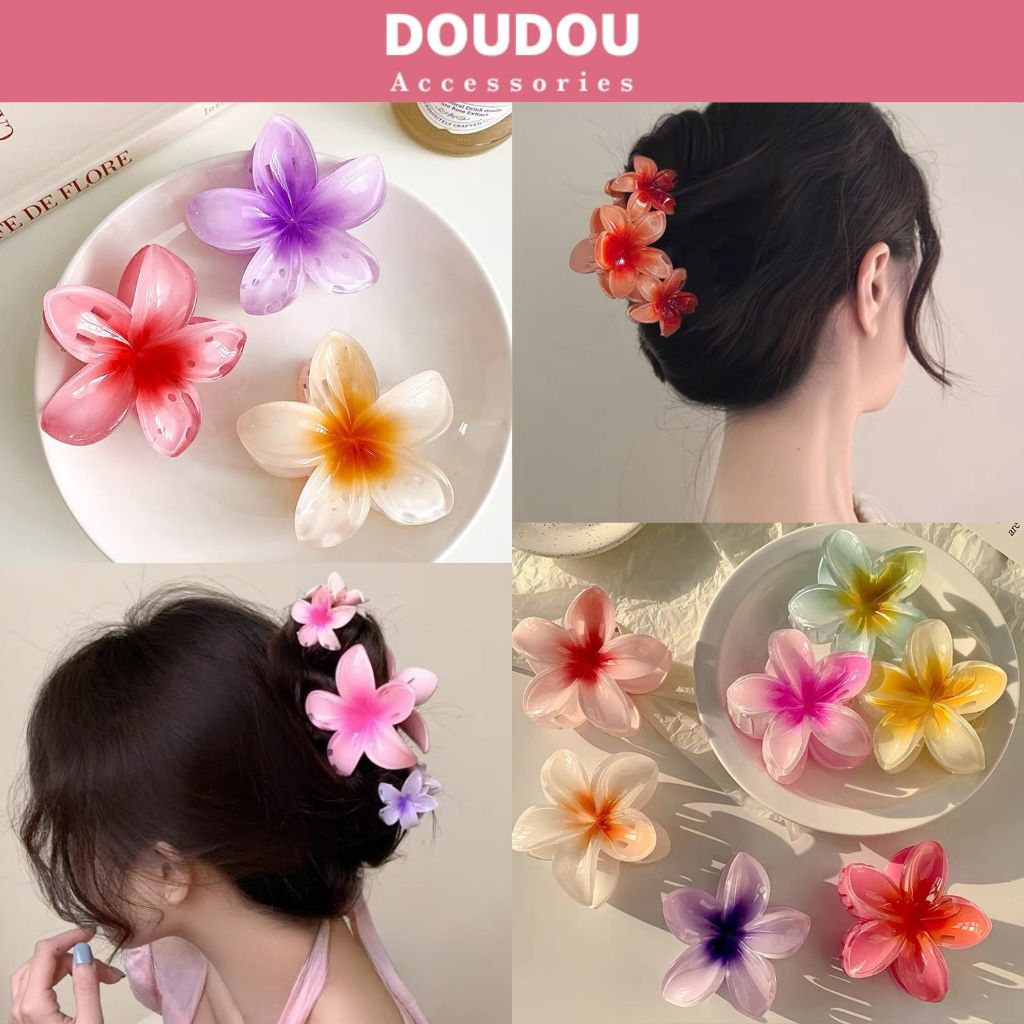 Kẹp tóc hoa sứ Doudou Cặp tóc nữ Kẹp càng cua nhiều màu sắc phong cách Hàn Quốc Hawaii 7.5cm tóc dày thời trang ZJ026