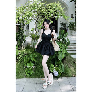 Đầm Hai Dây Nhún Eo Dáng Xoè Xinh