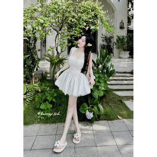 Đầm Hai Dây Nhún Eo Dáng Xoè Xinh