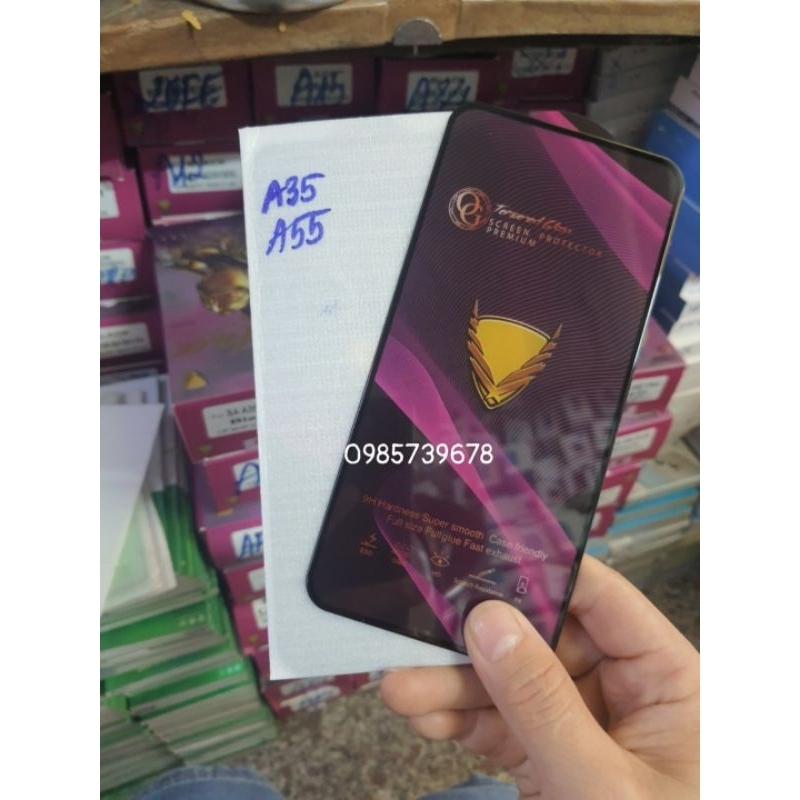 Kính cường lực OG tím cho samsung A35 5G/A55 5G Full màn hình siêu đẹp