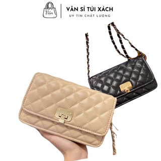Túi đeo chéo đeo vai kẹp nách trần ô trám khoá gập size 20cm ảnh thật