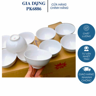 Set 10 chén, bát trắng trơn hàng chuẩn sứ cao cấp