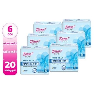 Lốc 6 gói băng vệ sinh Diana sensi cool fresh hàng ngày 20 miếng