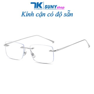 Kính cận có độ sẵn 0 - 5 độ mắt không viền màu bạc 7K21606. Gọng kim loại không gỉ.