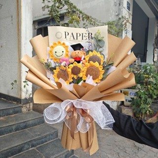 [SHIP HỎA TỐC HCM ]Bó hoa hướng dương len, bó hoa len tốt nghiệp MÓC LEN THỦ CÔNG