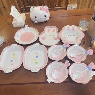 🐰Tách lẻ set bát đĩa sứ thỏ hồng🐰