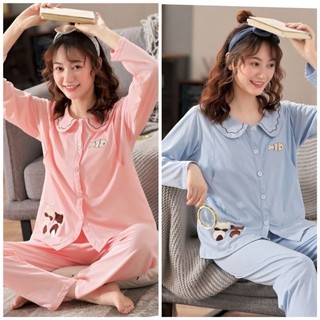 Đồ Bộ Bầu dài tay, Bộ Sau Sinh Cho Mẹ Chất Coton thoáng khí thoải mái - Hàng Đẹp Mịn Cực Xinh - Hình thêu