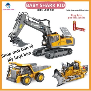 Bộ đồ chơi điều khiển từ xa xe công trình máy xúc, máy ủi, xe ben