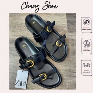(Sẵn) Dép Sandal nữ Z.R quai ngang mũi tròn hai màu cá tính mới nhất 7588-3