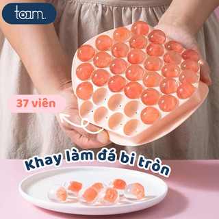 Khay làm đá bi tròn TOAM 37 viên kèm nắp khử mùi, nhựa PE an toàn thực phẩm dễ dàng lấy đá tiện lợi