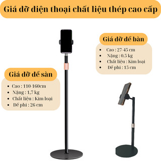 Giá đỡ điện thoại bằng kim loại cao cấp, nhỏ gọn, giá đỡ điện thoại live stream tháo lắp đơn giản , tiện lợi