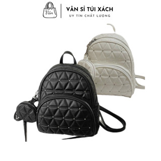 Balo Nữ Đẹp Kèm Ví Nhỏ, Balo Mini Đính Hạt Xinh Xắn Thêu Da Mềm Đi Chơi