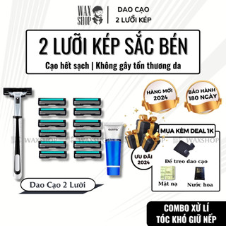 Bộ cạo râu 2 lưỡi cao cấp 48 lưỡi dao, kem cạo râu kèm quà tặng - Waxshop