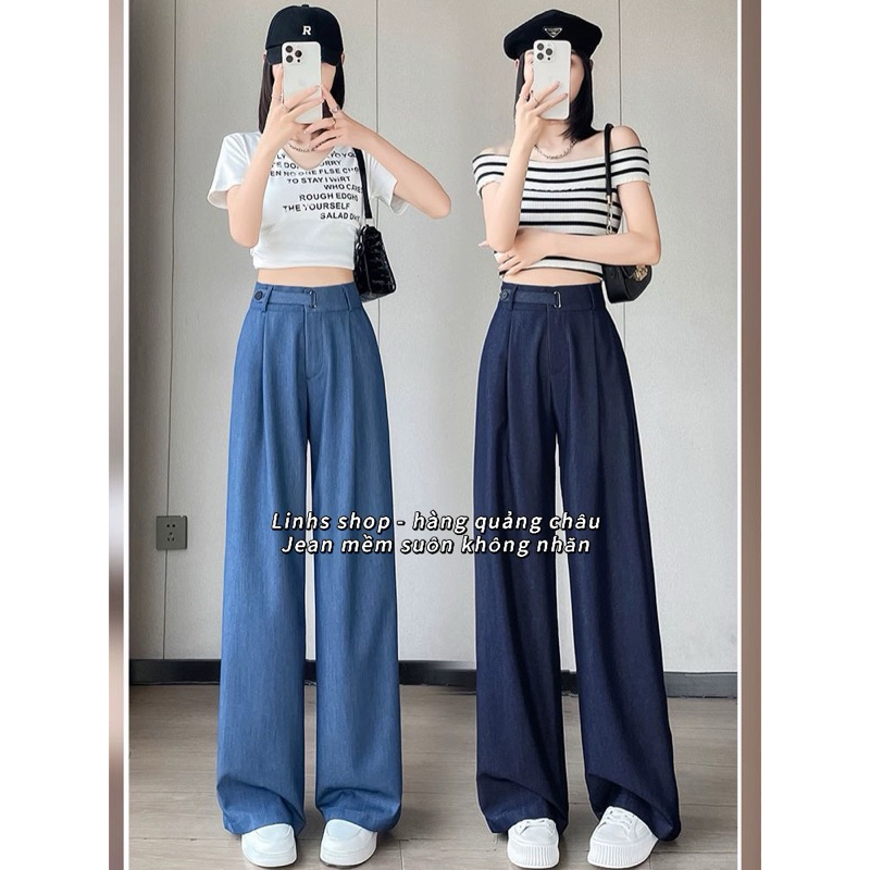 (quảng châu) Quần Jean giấy ống xuông CAO CẤP⚡MỀM, SUÔN, KHÔNG NHĂN⚡ Quần jean chun sau - Linhs shop