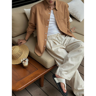 SƠ MI ONDE MÀU CARAMEL BASIC FORM HÀN QUỐC