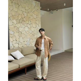SƠ MI ONDE MÀU CARAMEL BASIC FORM HÀN QUỐC