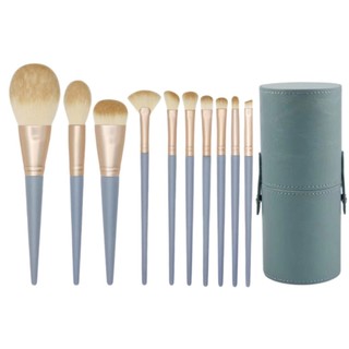 Bộ cọ trang điểm 10 cây cao cấp lông siêu mịn kèm bao da màu xanh