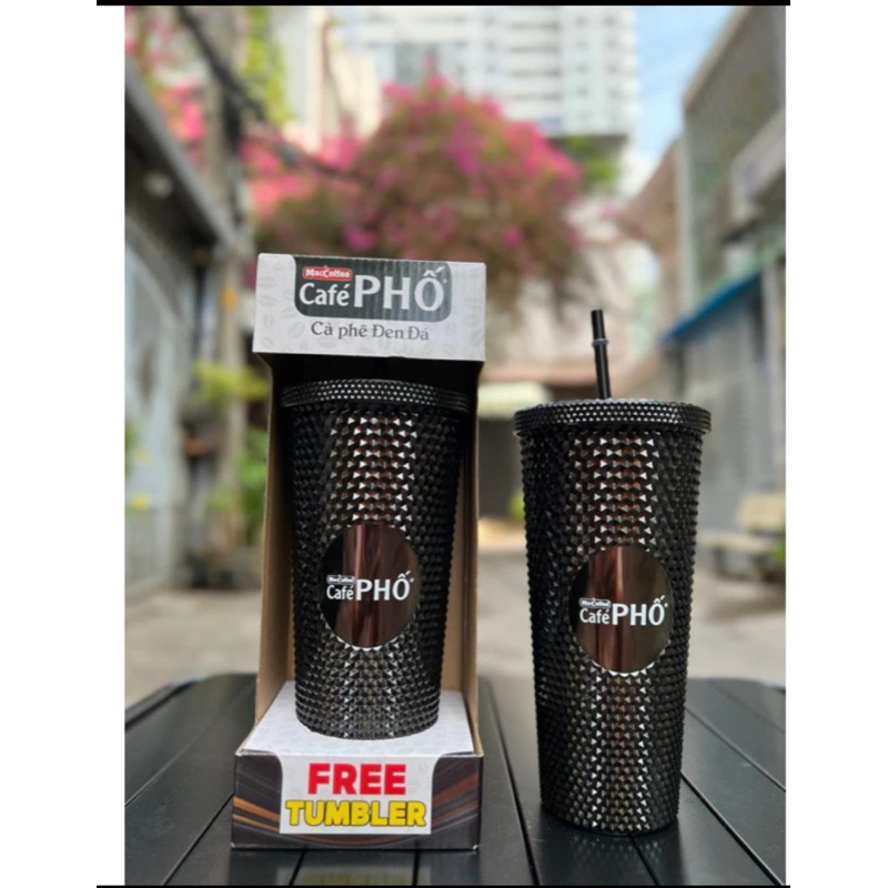 Ly Tumbler Dimond 2 lớp 700ml kèm ống hút