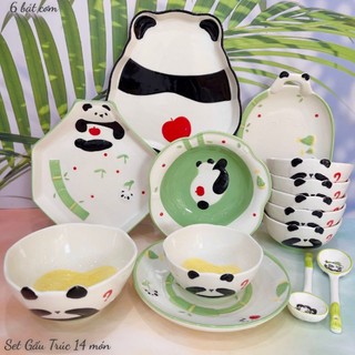 Set bát đĩa sứ gấu trúc tách lẻ món
