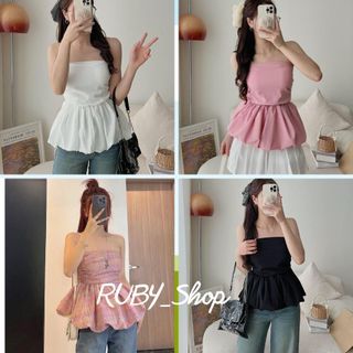 Áo quây nữ cúp ngực lưng chun tiểu thư siêu xinh, áo quây nhún bèo dáng bồng xòe nhiều màu mặc hè phong cách hàn quốc