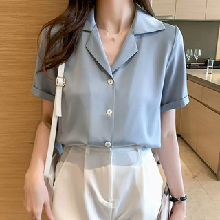 Áo sơ mi nữ kiểu áo sơ mi nữ tay ngắn áo blazer nữ lụa satin