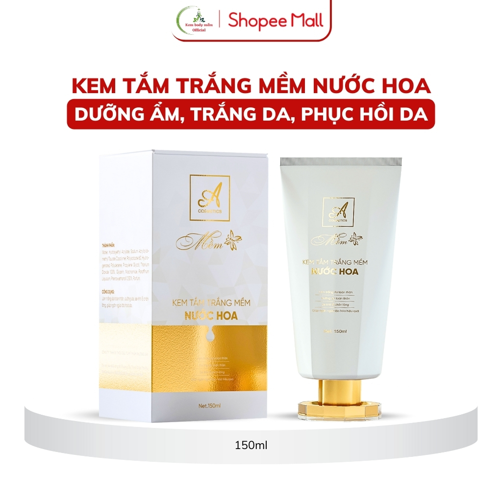 Kem Tắm Trắng Toàn Thân Mềm Acosmetics - Ủ Trắng Da Body Hương Nước Hoa 150Ml