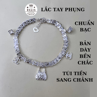 Lắc tay bạc nữ phối charm túi tiền dây đuôi phụng bản dày mã LT24 DaLiA Jewelry lắc tay đuôi phụng túi tiền bạc