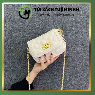 Size 18 vừa điện thoại - Túi xách nữ thời trang đeo chéo đeo vai mini dây phối xích chuông da mềm