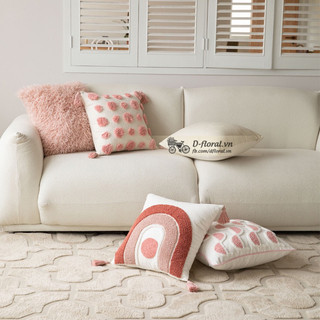   CÓ SẴN  Vỏ gối sofa cao cấp tone màu pastel hồng - Vỏ gối sofa gối sofa cao cấp gối trang trí sofa 