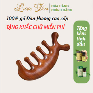 Lược chải tóc đa năng thần thánh gỗ đàn hương khắc chữ LƯỢC TÂM quà tặng sức khỏe cho cả nam và nữ