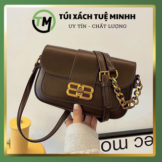 Túi đeo chéo, túi xách nữ đeo vai kẹp nách hàng đẹp khóa T da dày mềm cá tính