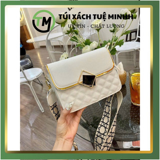 Túi xách nữ đeo vai khoá gương kèm dây đeo bản to thời thượng