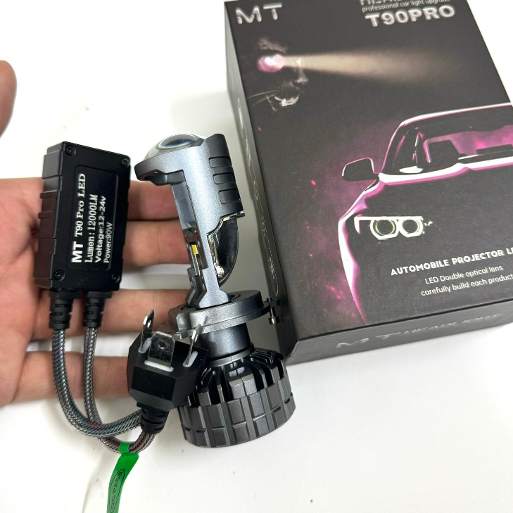Đèn Pha Led Bi Cầu T90 Pro New 2024 H4 90w Có Viền Cắt Trói Ánh Sáng Trắng