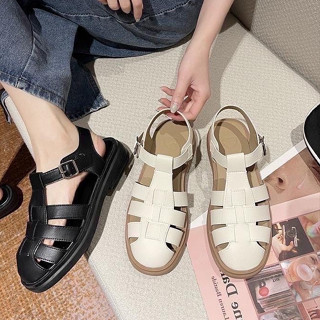 (Lùi 1 size) Giày Sandal Rọ nữ đan 3 NAN, Quai da siêu mềm phong cách Nhật đế cao 2.5cm