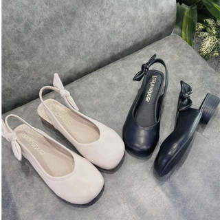 (Lùi 1 size) Giày búp bê mũi tròn 3p dây nơ sau điệu đà