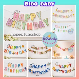Dây chữ giấy Happy birthday bằng theo chủ đề cho bé trai, bé gái - BiBo baby