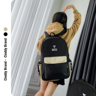 Balo thời trang unisex GENZ x CINDDY BRAND cặp đi học trơn basic phối viền trắng đựng laptop đa năng BL03