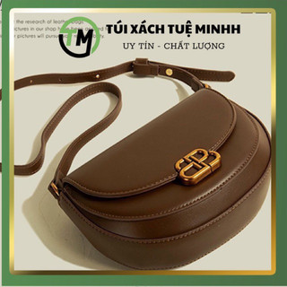 Túi xách yên ngưaj chất da PU bóng phối khóa kim loại chất lượng cao thời trang cho nữ