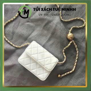 Túi mini , túi xách nữ đeo chéo đeo vai mini trần trám có quả chuông thâu dâu ngắn dài
