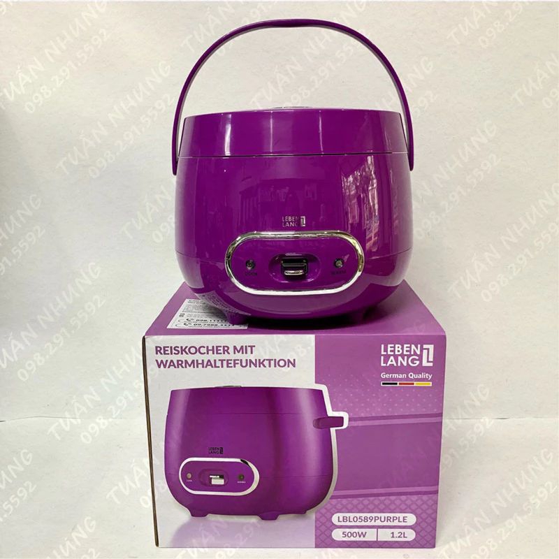 Nồi cơm điện mini Lebenlang LBL0589 Purple dung tích 1200ml, công suất 500W nhỏ gọn