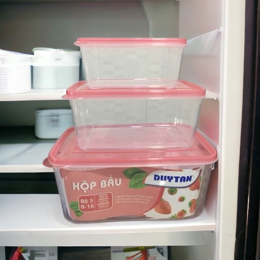 Bộ 3 Hộp Nhựa Bầu DUY TÂN Chính hãng-Dung tích 490ml - 1300ml - 2800ml