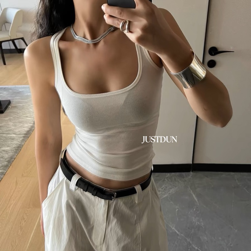 Áo tanktop 2 dây nữ cổ vuông JUSTDUN co giãn thoải mái BL01 | BigBuy360 - bigbuy360.vn
