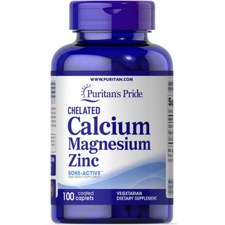 Viên uống bổ sung canxi, tăng cường miễn dịch Chelated Calcium Magnesium Zinc Puritan's Pride 100v