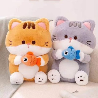 Gấu Bông Mèo Ôm Cá - Mèo Bông Chất Lông Mềm Cao Cấp Quà tặng Dễ Thương Gấu Bông Hama
